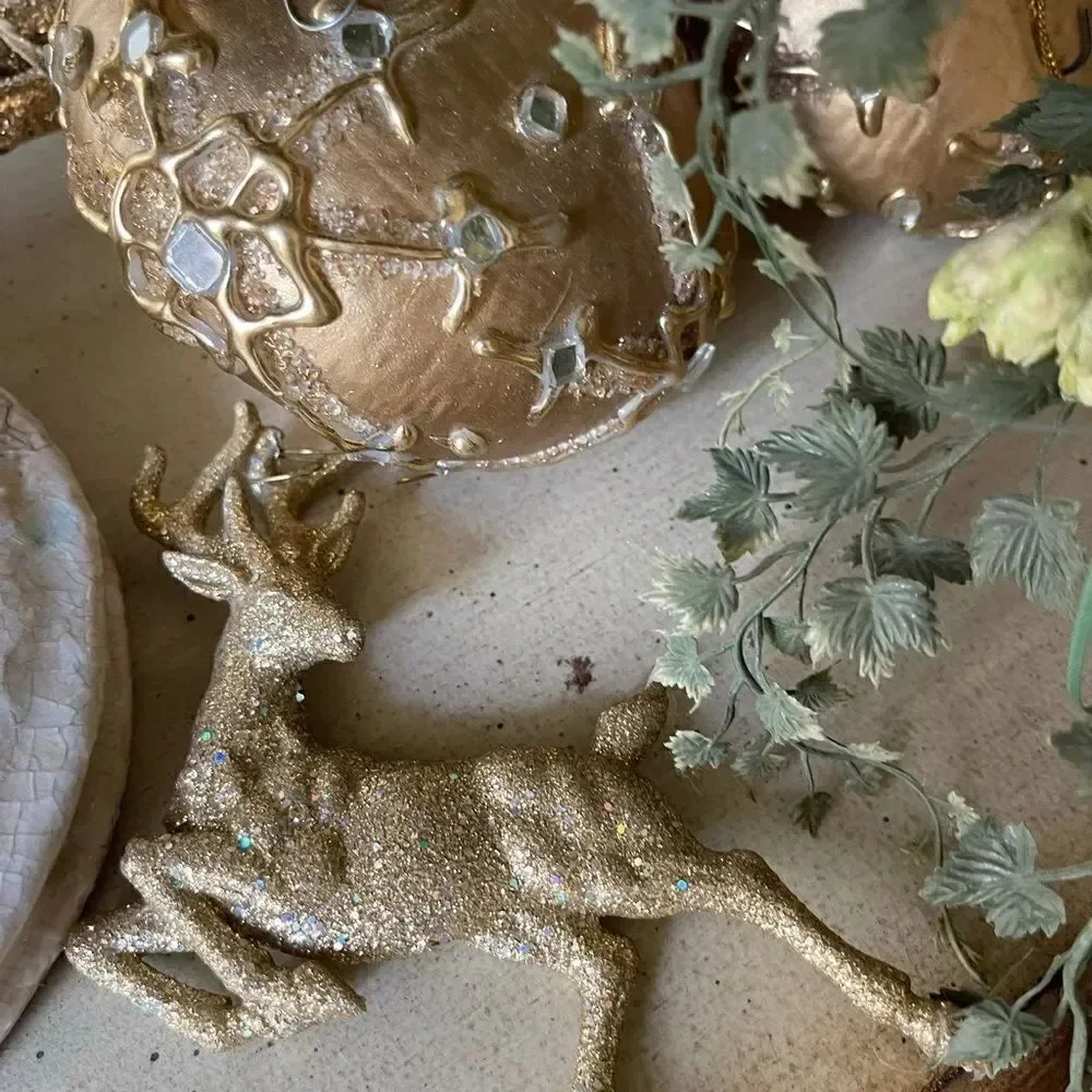 1 GOLDEN Leaping Reindeer Ornament!